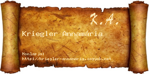 Kriegler Annamária névjegykártya